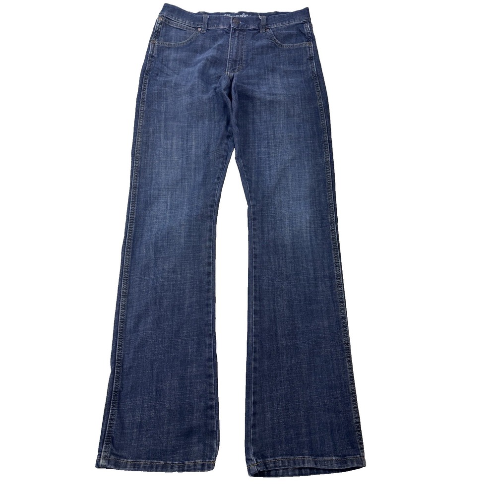 Wrangler Retro Jeans Men's 33x36 Blue Slim Boot Whisker Distressed Denim